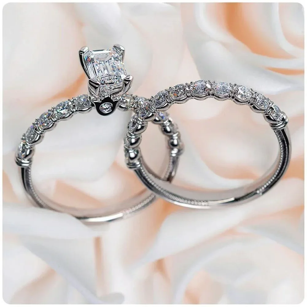🔥 Shiny Radiant Cut Zircon Macro Pave Beautiful Wedding Ring for Women, PD401